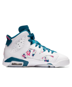 Air Jordan 6 Retro White Laser Fuchsia Green Abyss GS - 543390-153