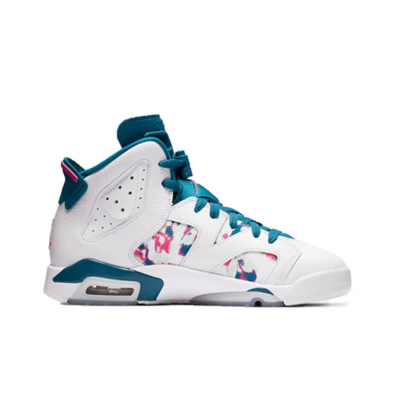 Air Jordan 6 Retro White Laser Fuchsia Green Abyss GS - 543390-153