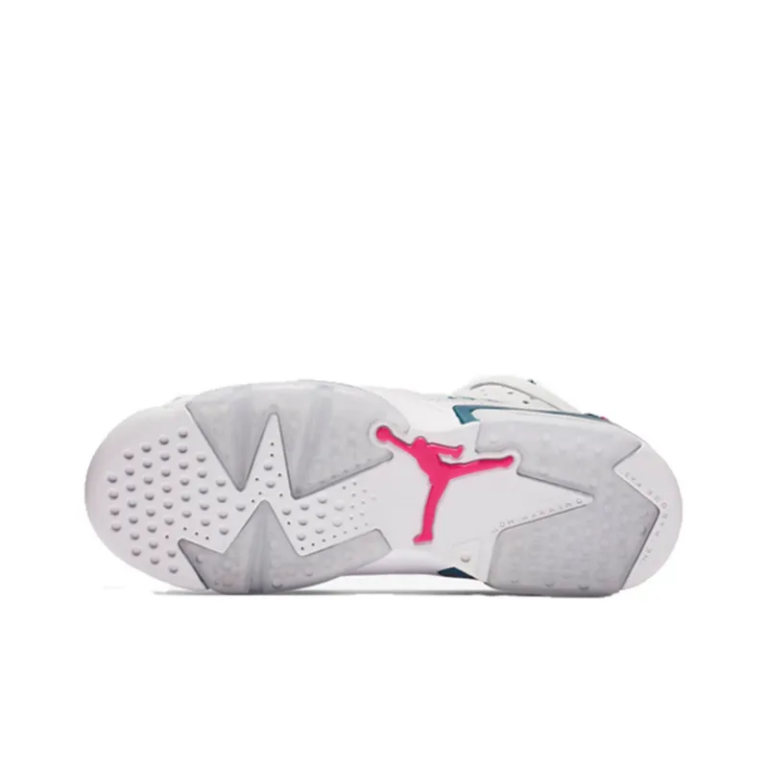 Air Jordan 6 Retro White Laser Fuchsia Green Abyss GS - 543390-153