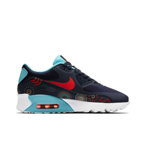 Air Max 90 Running Shoes Women's Low-Top Black Red Blue - AO2097-400