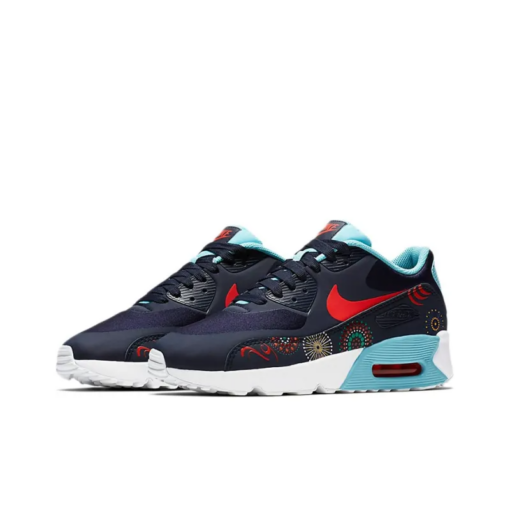 Air Max 90 Running Shoes Women's Low-Top Black Red Blue - AO2097-400