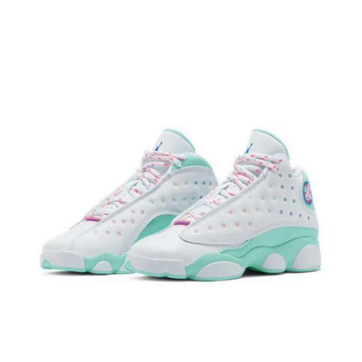 Air Jordan 13 Retro White Soar Green Pink GS - 439358-100