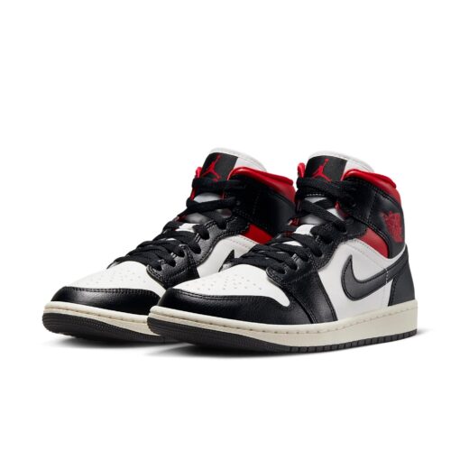 (WMNS) Air Jordan 1 Mid 'Black Sail Gym Red' BQ6472-061