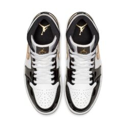 Air Jordan 1 Mid Patent 'Black Gold' 852542-007