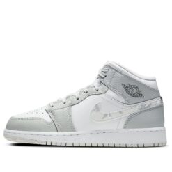 (GS) Air Jordan 1 Mid SE 'Swoosh Logo - Grey Camo' DD3235-100
