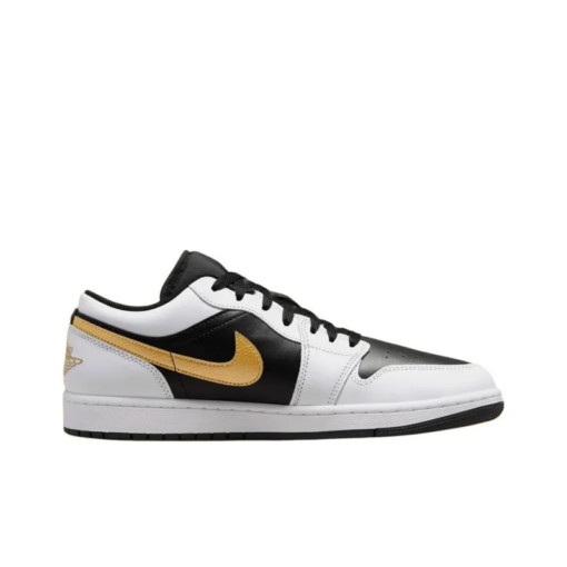 Air Jordan 1 Low White Black Metallic Gold Swoosh - 553558-172