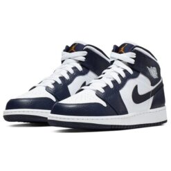 Jordan 1 Mid ‘White Metallic Gold Obsidian’ 554725-174