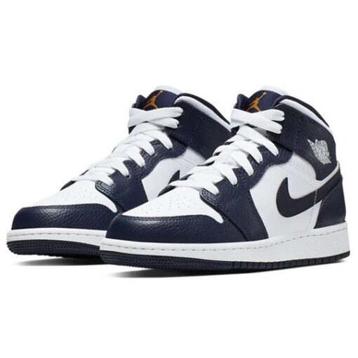 Jordan 1 Mid ‘White Metallic Gold Obsidian’ 554725-174