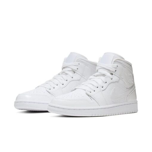 Wmns Air Jordan 1 Mid ‘Triple White Patent’ BQ6472-100