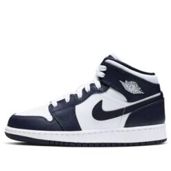 Jordan 1 Mid ‘White Metallic Gold Obsidian’ 554725-174