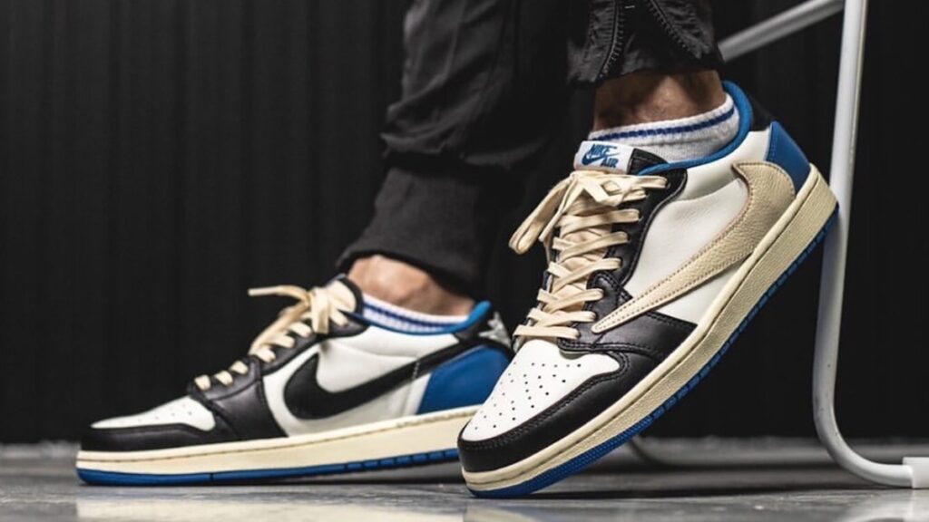 Air Jordan 1 Retro Low x Fragment Design x Travis Scott ‘Sail Black Military Blue’ Review