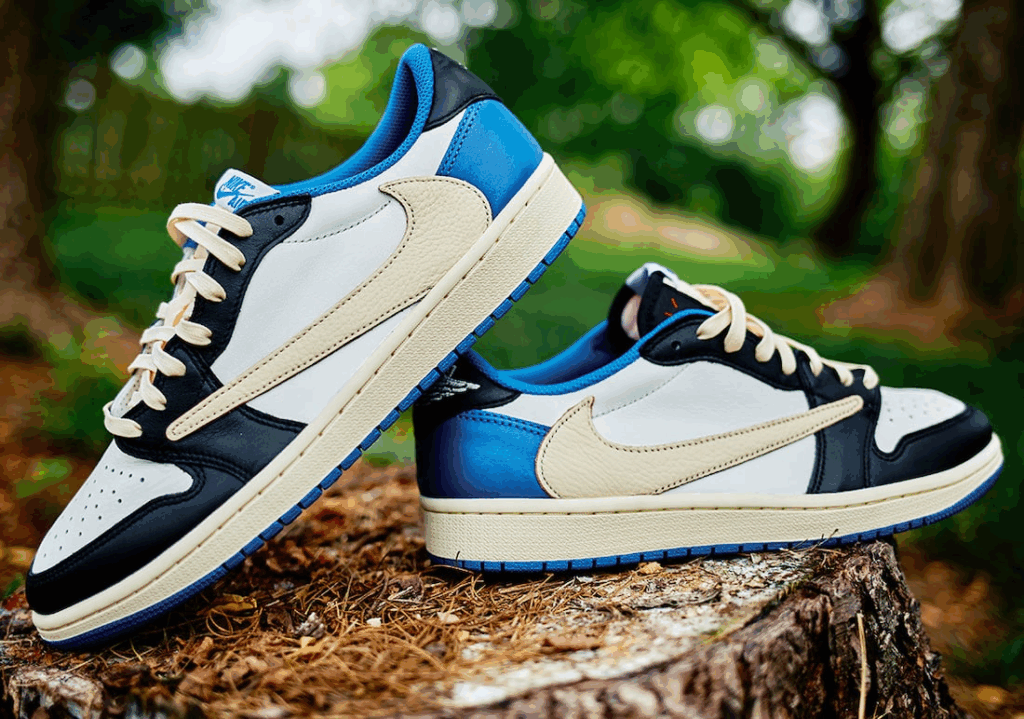 Air Jordan 1 Retro Low x Fragment Design x Travis Scott ‘Sail Black Military Blue’ Review