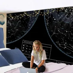 Tapestry Wall Wall Hanging Northern Hemisphere Sky Map Star Constellations Tapestry Black Background Interstellar Sky Wall Decor Tapestry Wall Wall Hanging Northern Hemisphere Sky Map Star Constellations Tapestry Black Background Interstellar Sky Wall Decor