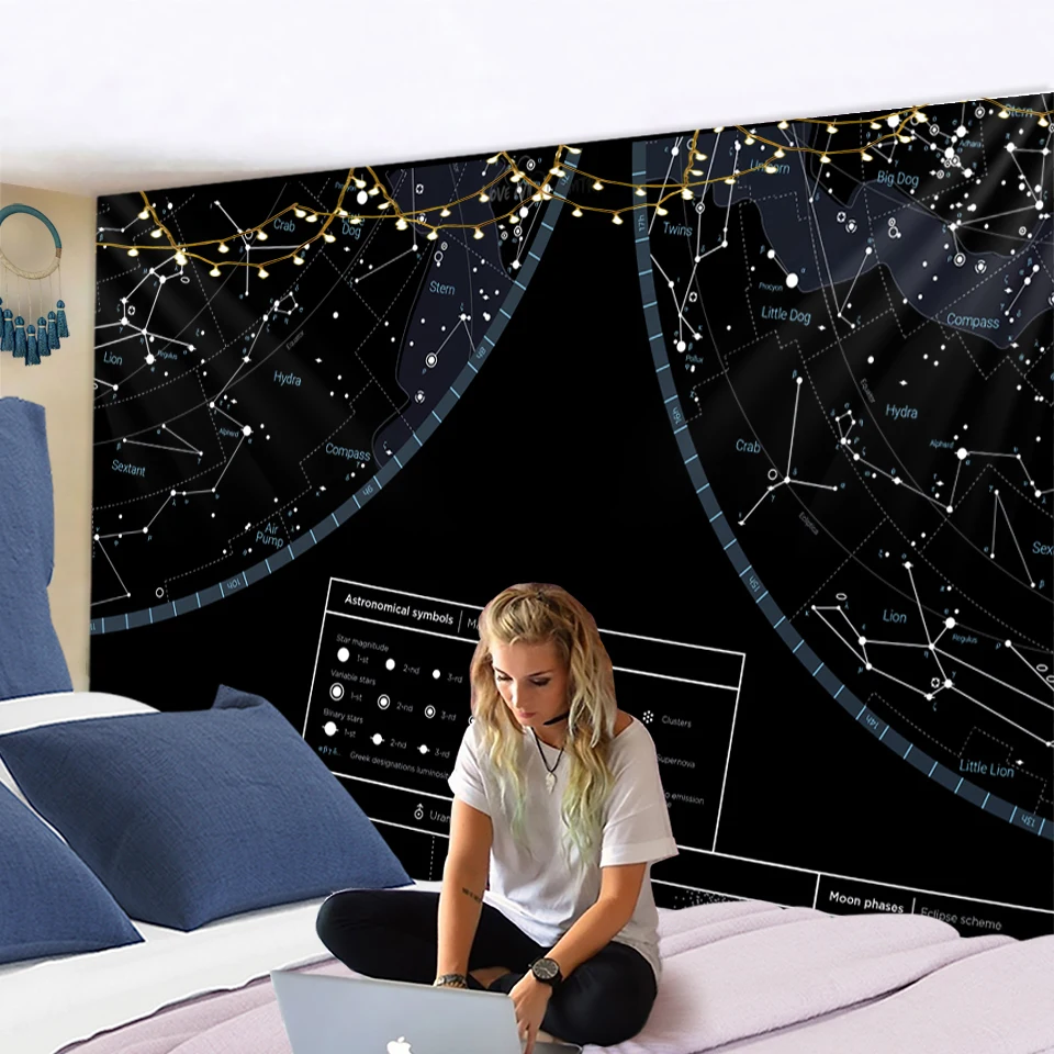Tapestry Wall Wall Hanging Northern Hemisphere Sky Map Star Constellations Tapestry Black Background Interstellar Sky Wall Decor Tapestry Wall Wall Hanging Northern Hemisphere Sky Map Star Constellations Tapestry Black Background Interstellar Sky Wall Decor