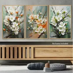 Triptych Elegant Plant White Flower DIY diamond painting New 2025 Full Diamond Mosaic Cross Stitch Embroidery Kit Home Decor