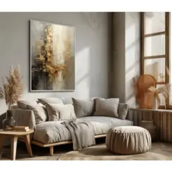 100% Hand Painted,Gold, Grey, Beige, Black ,Textured Painting, Acrylic Abstract Oil Painting, Wall Decor Living Room, Office Wal 100% Hand Painted,Gold, Grey, Beige, Black ,Textured Painting, Acrylic Abstract Oil Painting, Wall Decor Living Room, Office Wal