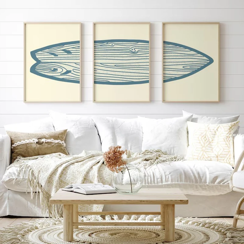 Retro Boho Surfboard Beach Art Sea and Surf Triptych Nursery Poster Canvas Paintings Wall Pictures Home Interior Decor Retro Boho Surfboard Beach Art Sea and Surf Triptych Nursery Poster Canvas Paintings Wall Pictures Home Interior Decor
