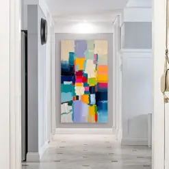 Oil Paintings, Colorful Abstract Acrylic Design Art Wall, Restaurant Decoration Picture, Frameless Canvas Artwork, New Arrival