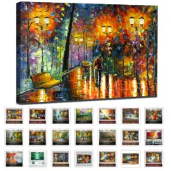Large Handpainted Night Street View Landscape Acrylic Oil Painting on Canvas,Wall Art,Picture for Living Room,Home Decor Artwork Large Handpainted Night Street View Landscape Acrylic Oil Painting on Canvas,Wall Art,Picture for Living Room,Home Decor Artwork