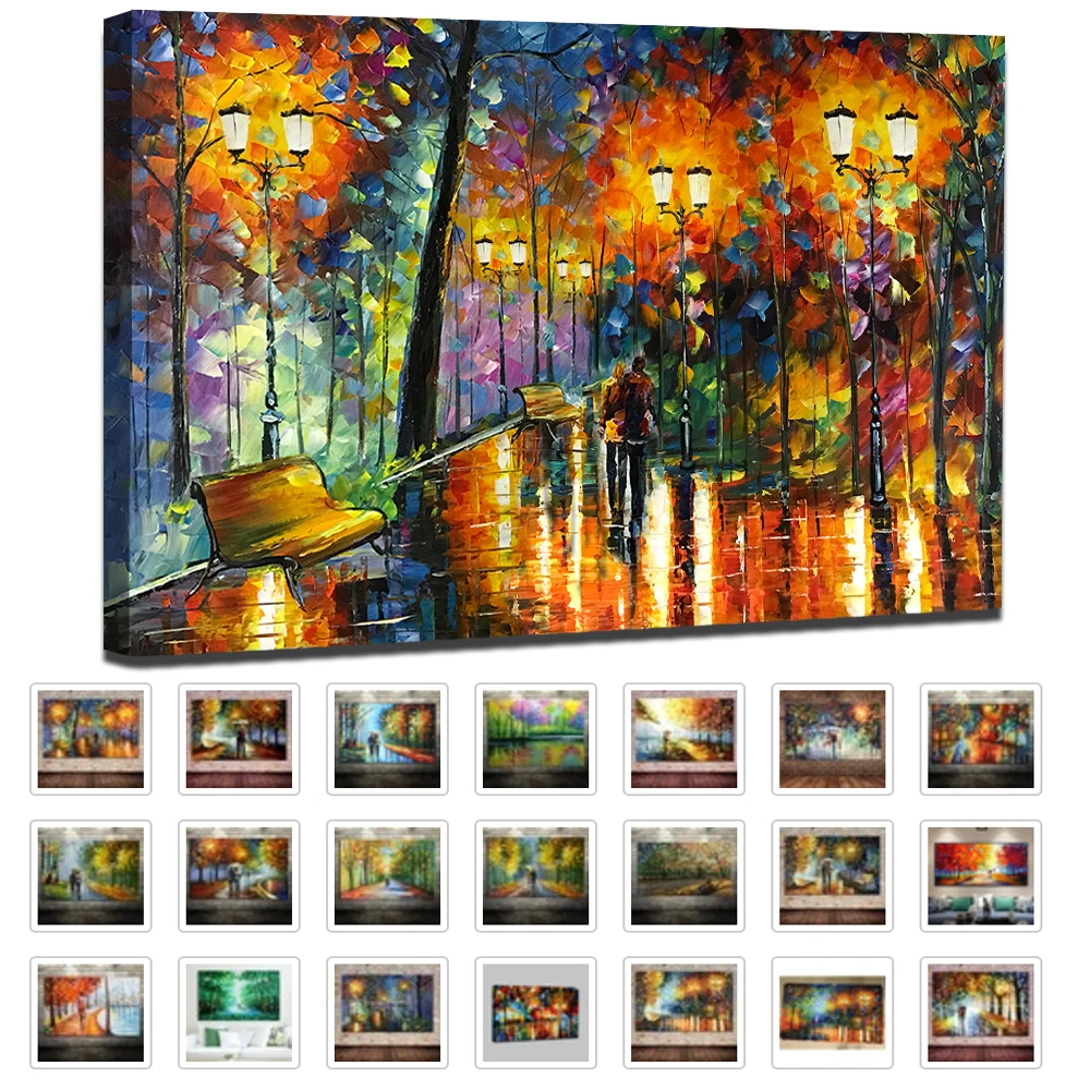 Large Handpainted Night Street View Landscape Acrylic Oil Painting on Canvas,Wall Art,Picture for Living Room,Home Decor Artwork Large Handpainted Night Street View Landscape Acrylic Oil Painting on Canvas,Wall Art,Picture for Living Room,Home Decor Artwork