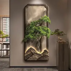 LED light Welcome Pine New Chinese Hallway Decorative Painting Corridor Hanging Painting Advanced Sense Entrance Door Mural Ligh LED light Welcome Pine New Chinese Hallway Decorative Painting Corridor Hanging Painting Advanced Sense Entrance Door Mural Ligh