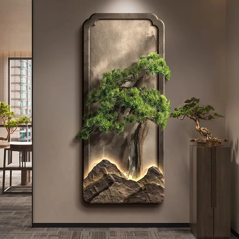 LED light Welcome Pine New Chinese Hallway Decorative Painting Corridor Hanging Painting Advanced Sense Entrance Door Mural Ligh LED light Welcome Pine New Chinese Hallway Decorative Painting Corridor Hanging Painting Advanced Sense Entrance Door Mural Ligh