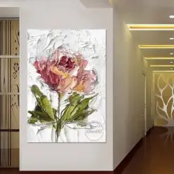 Large Rose Flower Knife Oil Painting Panel Set, Handmade Texture Acrylic Paintings Art, Unframed Luxury Artwork, Room Wall Decor Large Rose Flower Knife Oil Painting Panel Set, Handmade Texture Acrylic Paintings Art, Unframed Luxury Artwork, Room Wall Decor