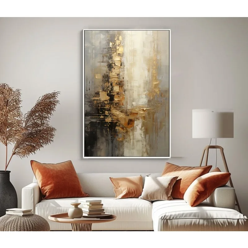 100% Hand Painted,Gold, Grey, Beige, Black ,Textured Painting, Acrylic Abstract Oil Painting, Wall Decor Living Room, Office Wal 100% Hand Painted,Gold, Grey, Beige, Black ,Textured Painting, Acrylic Abstract Oil Painting, Wall Decor Living Room, Office Wal