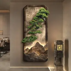 LED light Welcome Pine New Chinese Hallway Decorative Painting Corridor Hanging Painting Advanced Sense Entrance Door Mural Ligh LED light Welcome Pine New Chinese Hallway Decorative Painting Corridor Hanging Painting Advanced Sense Entrance Door Mural Ligh