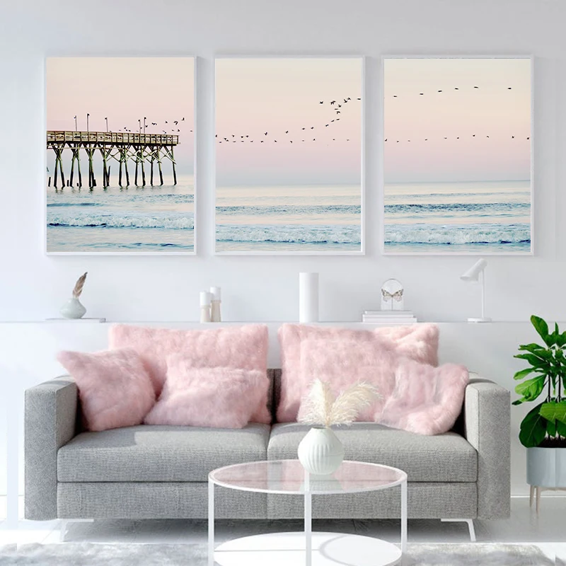 Coastal Wall Art Gallery Prints Pastel Triptych Ocean Beach Art Blush Posters Art Canvas Painting Pictures for Living Room Decor Coastal Wall Art Gallery Prints Pastel Triptych Ocean Beach Art Blush Posters Art Canvas Painting Pictures for Living Room Decor